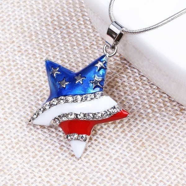 American Flag Heart Necklace