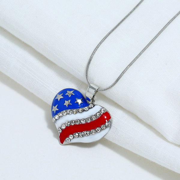 American Flag Heart Necklace