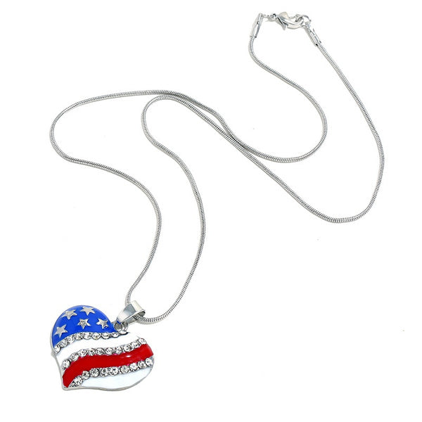 American Flag Heart Necklace
