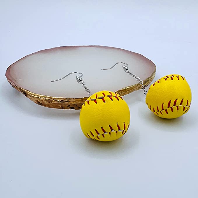Softball Drop 3D Earrings