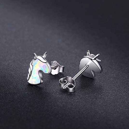 Bright Blue Beautiful Unicorn Stud Earrings