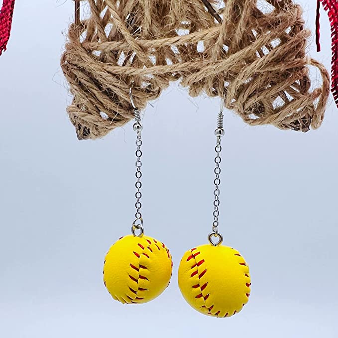 Softball Drop 3D Earrings