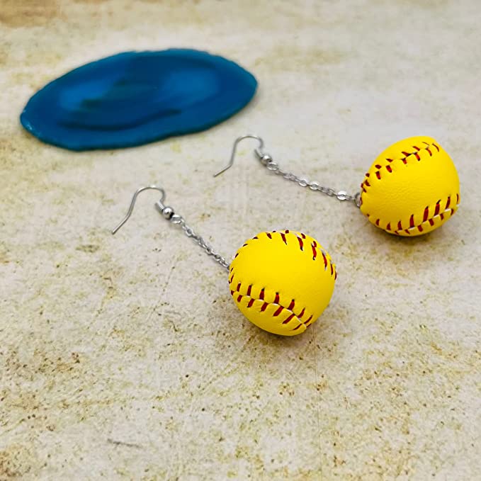 Softball Drop 3D Earrings