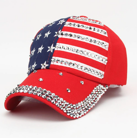 Crystal Red American Flag Baseball Cap