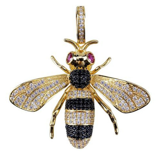 Silver Honey Bee Crystal Pendant Necklace