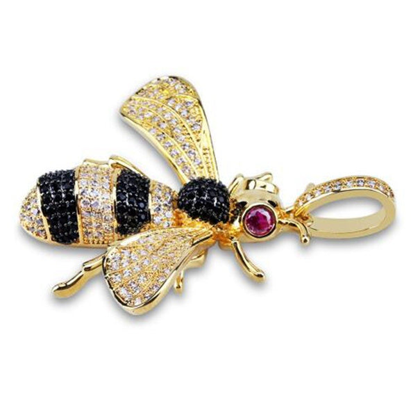 Silver Honey Bee Crystal Pendant Necklace