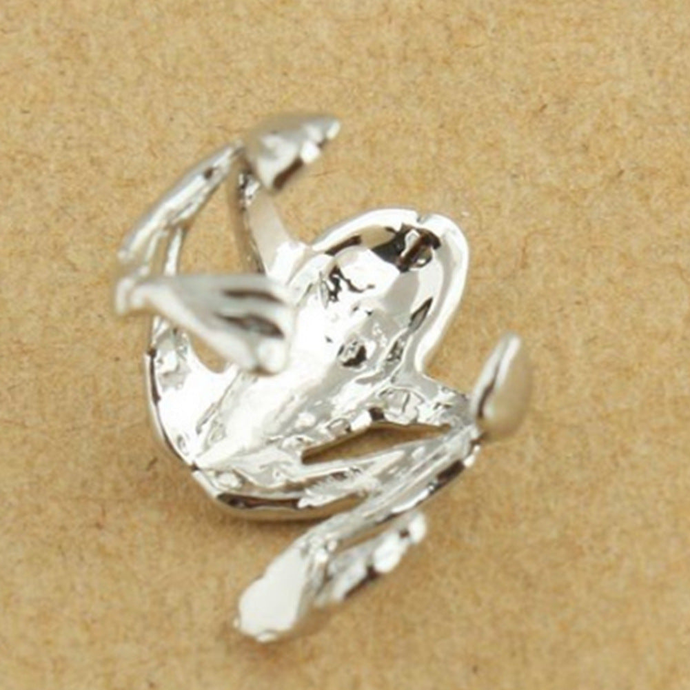 Cute Silver Frog Cuff Earrings