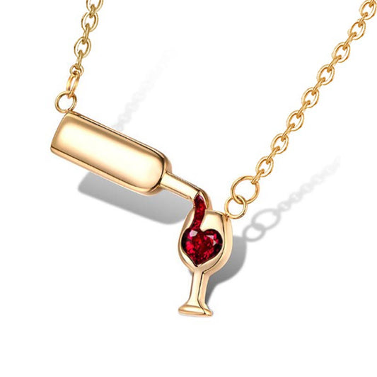 Pour a Bottle of Wine Gold Necklace