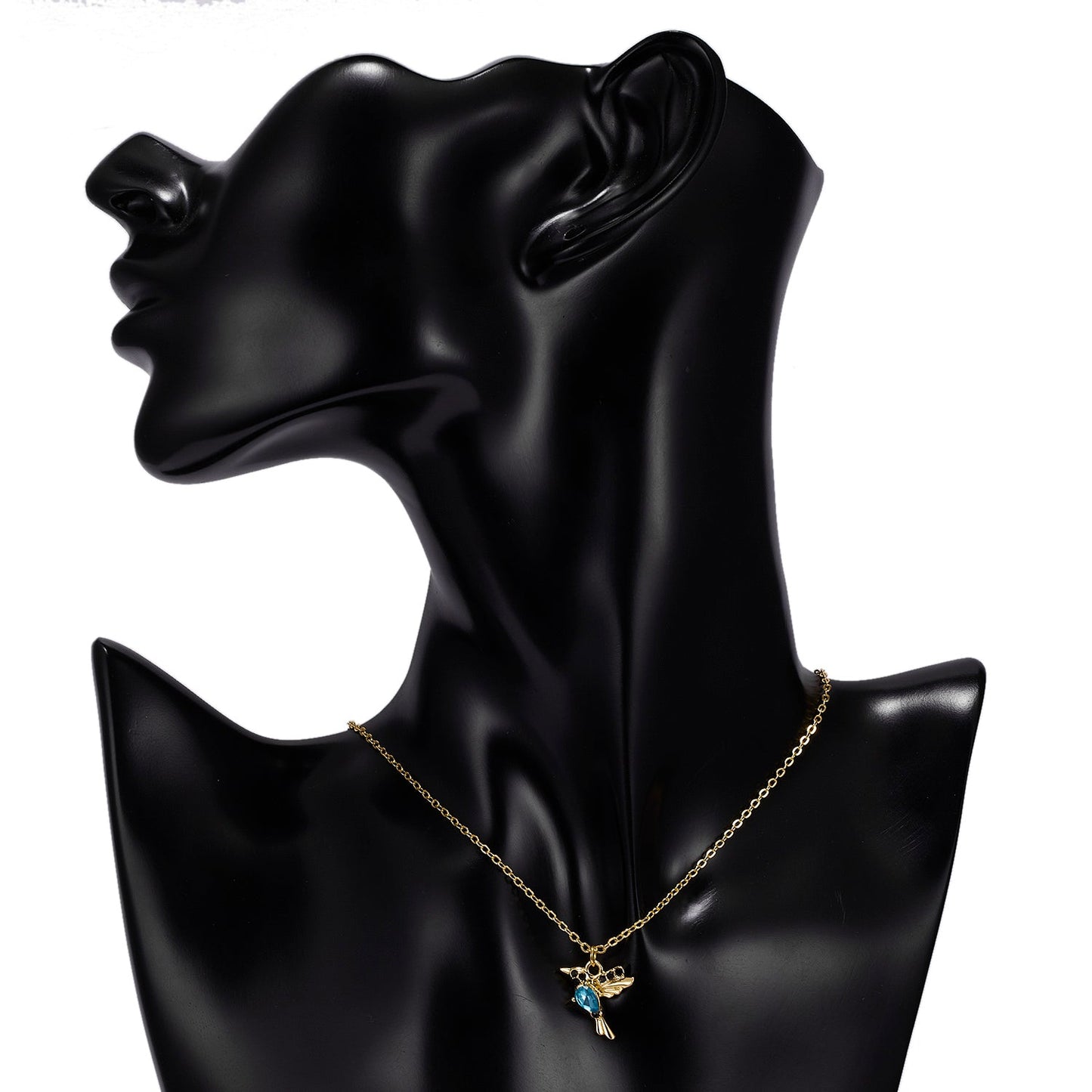Red Crystal Hummingbird Charm Pendant Necklace