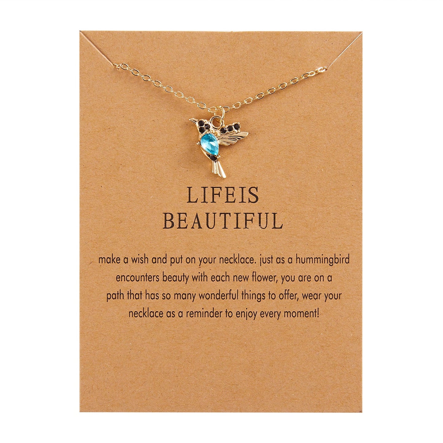 Red Crystal Hummingbird Charm Pendant Necklace