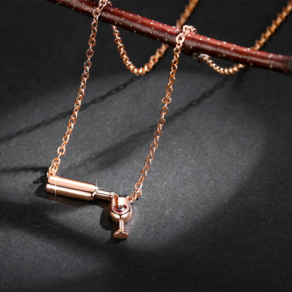 Pour a Bottle of Wine Gold Necklace