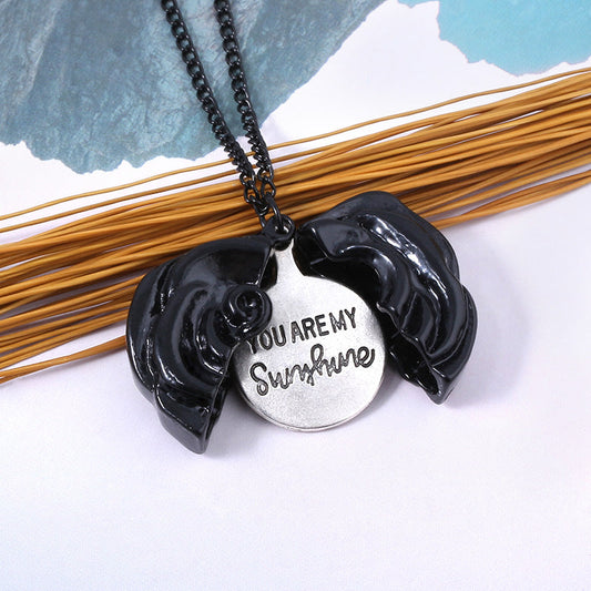 You are my Sunshine Black Rose Locket Necklace
