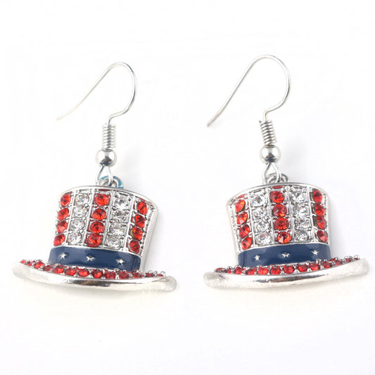 Saprkle Uncle Sam USA Ameirca Earrings