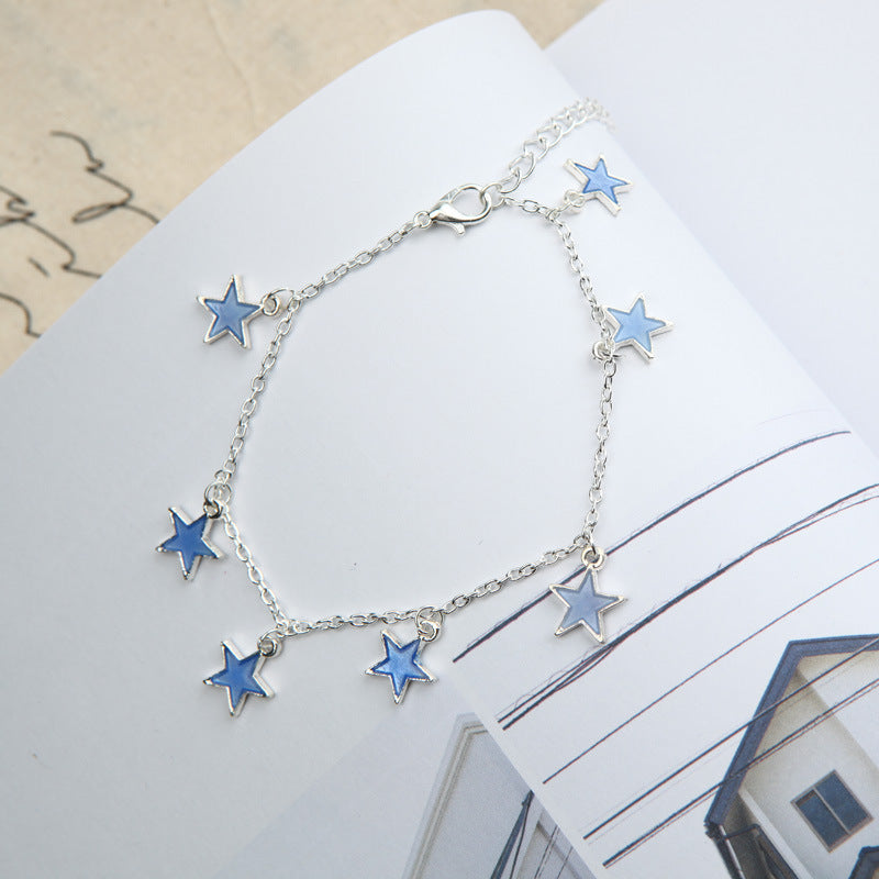 Glow in the Dark Silver Star Anklet, Bracelet