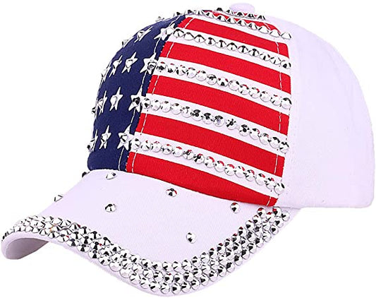 Crystal White American Flag Baseball Cap