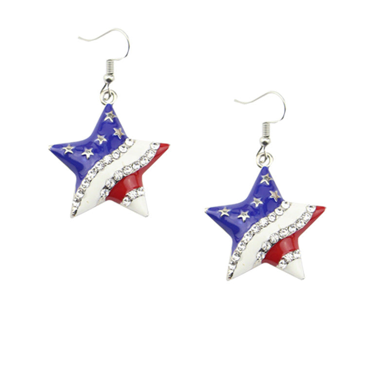 American Flag Star Earrings