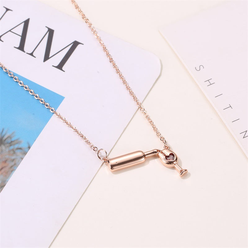 Pour a Bottle of Wine Gold Necklace