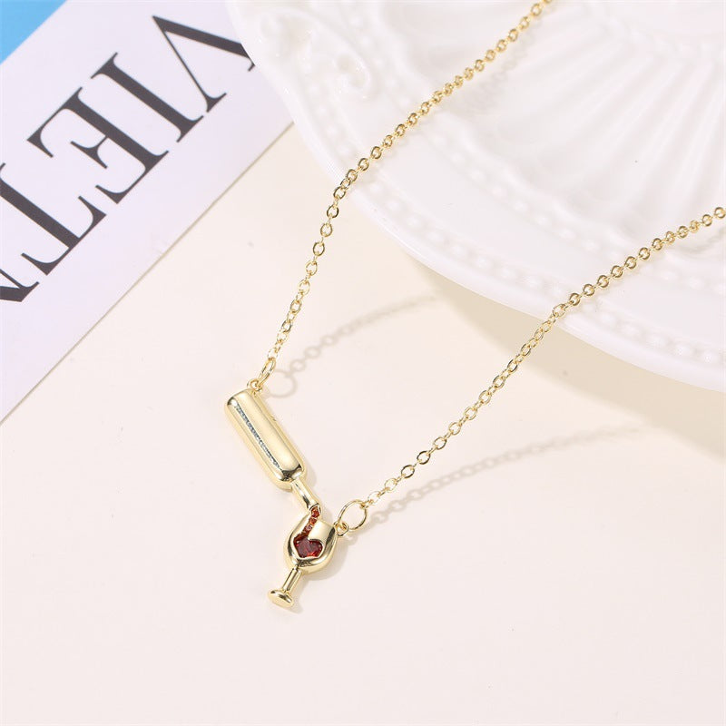 Pour a Bottle of Wine Gold Necklace