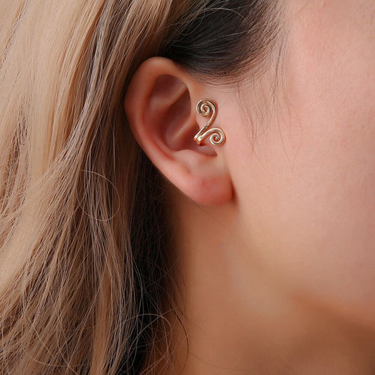 Gold Double Swirl Daith Cuff Earring
