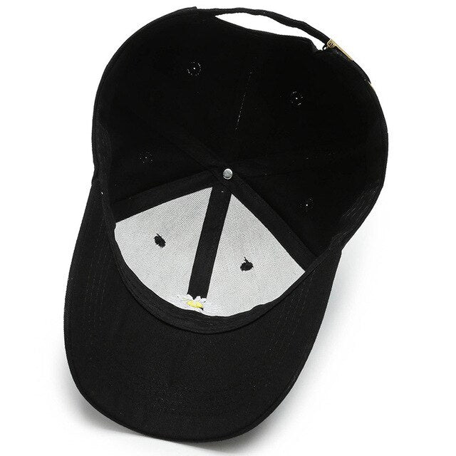 Daisy "Make a Wish" Flower Black Baseball Cap