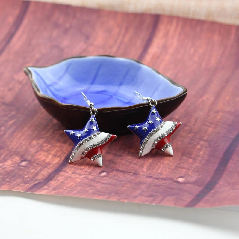 American Flag Star Earrings