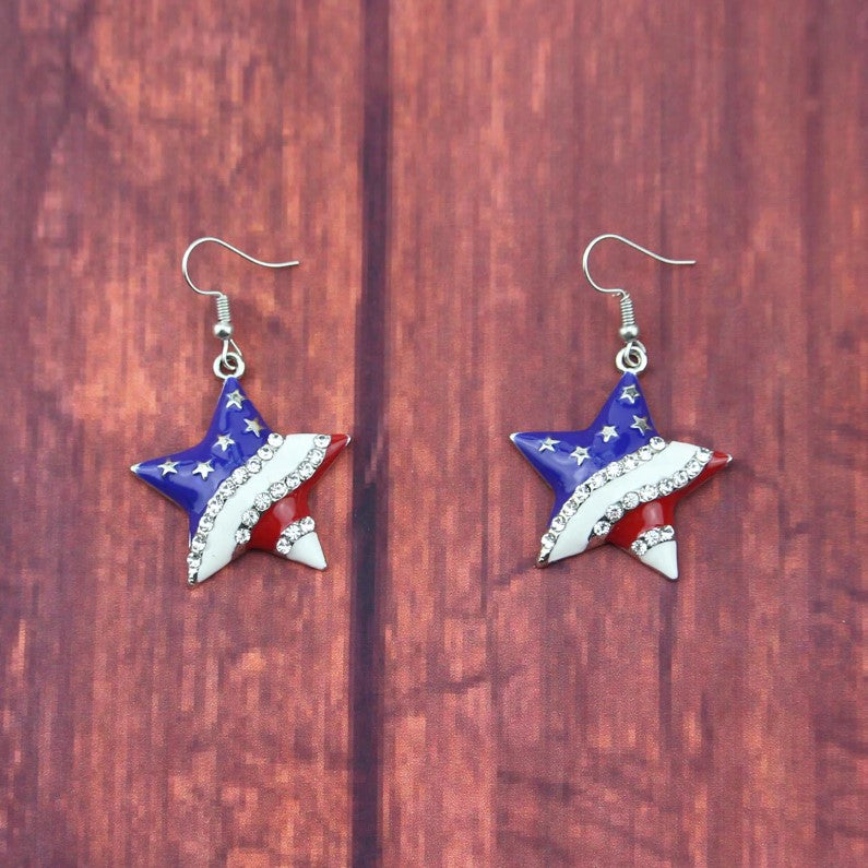 American Flag Star Earrings