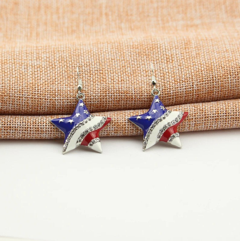 American Flag Star Earrings
