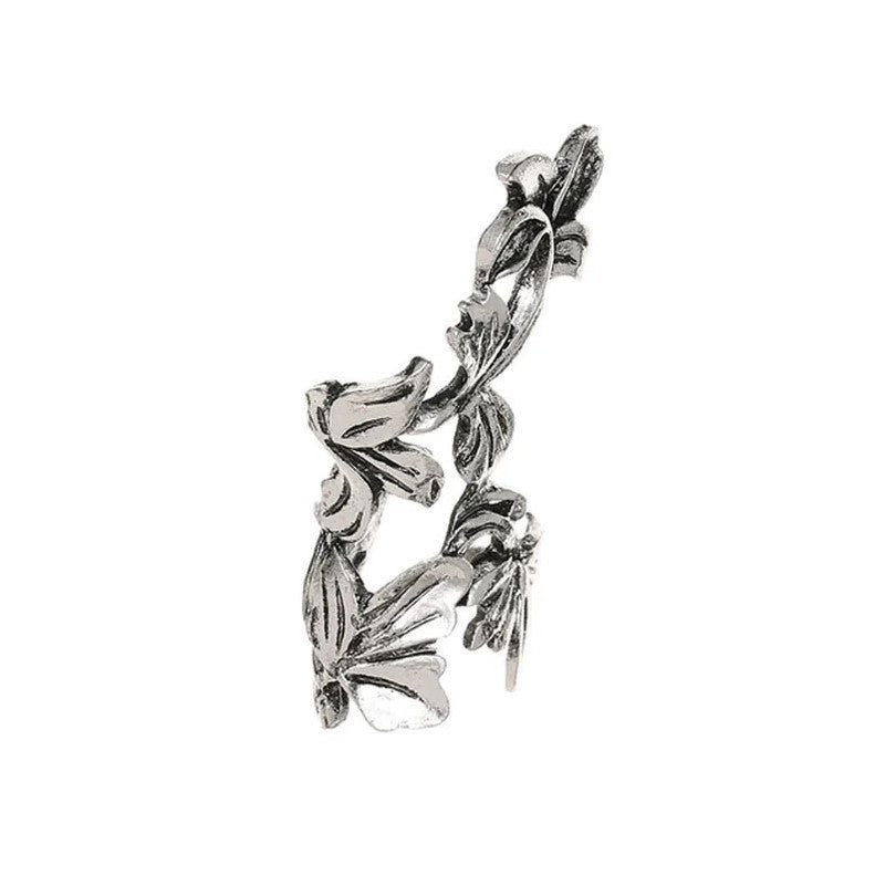 Silver Floral Hollowed Out Flower & Leaf Earring Cuff