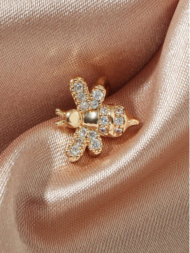 Bee Crystal Gold Ear Cuff Earring