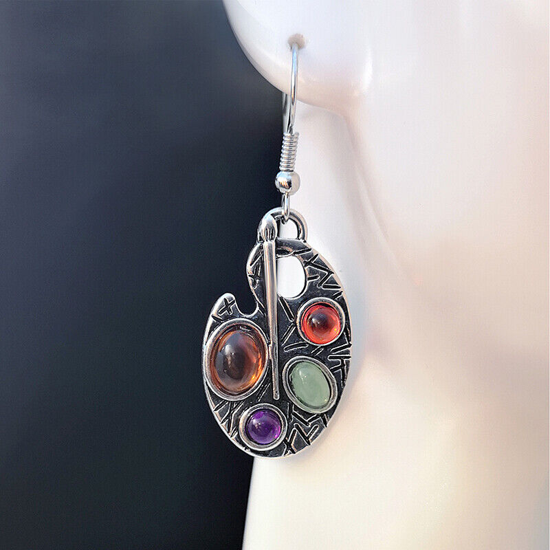 Colorful Asymmetrical Gemstone Artist Palette Earrings