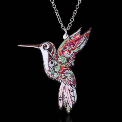 Colorful Acrylic Hummingbird Necklace
