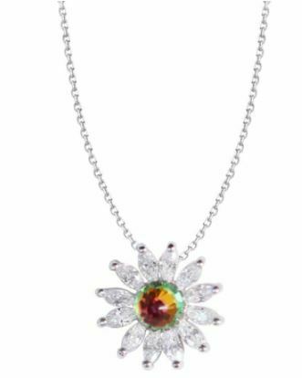 Elegant Simulated Diamond Crystal Rose Gold Sunflower Necklace