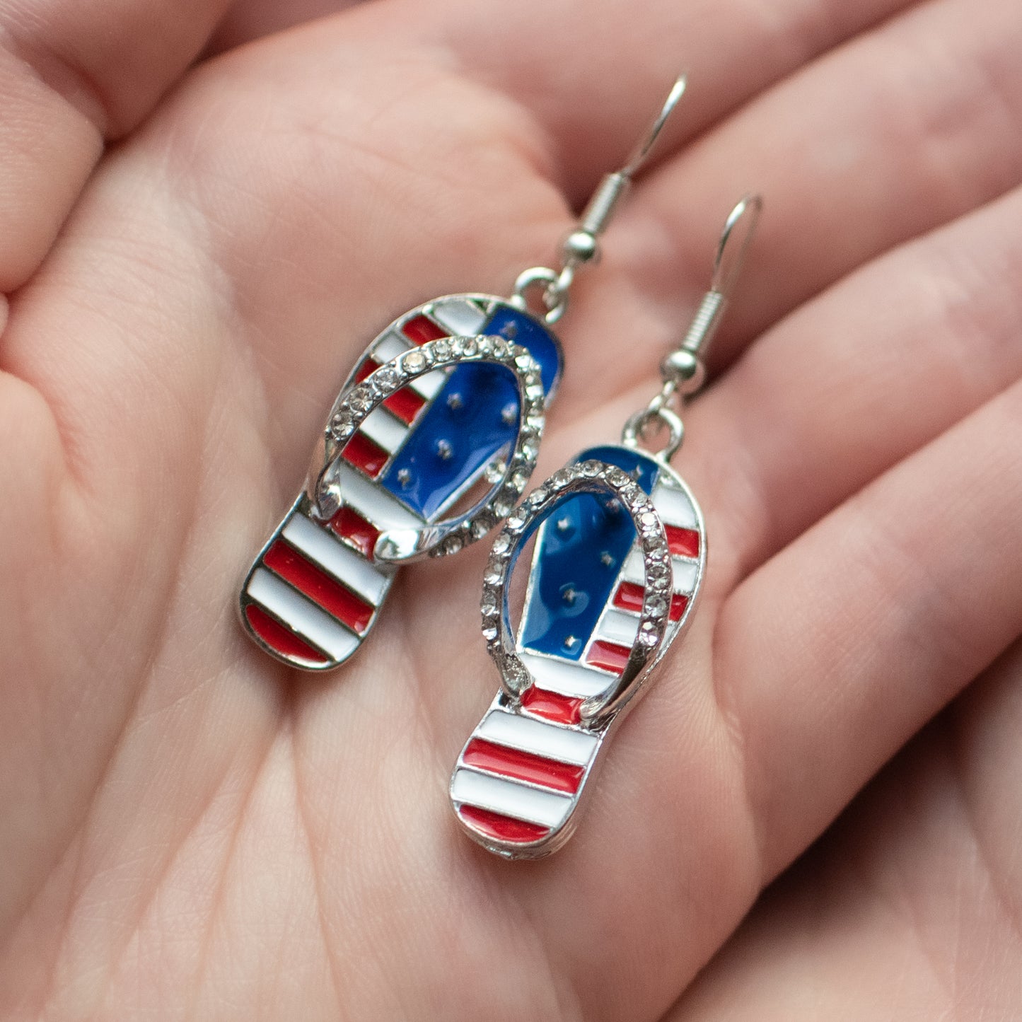 American Flag Sandal Earrings