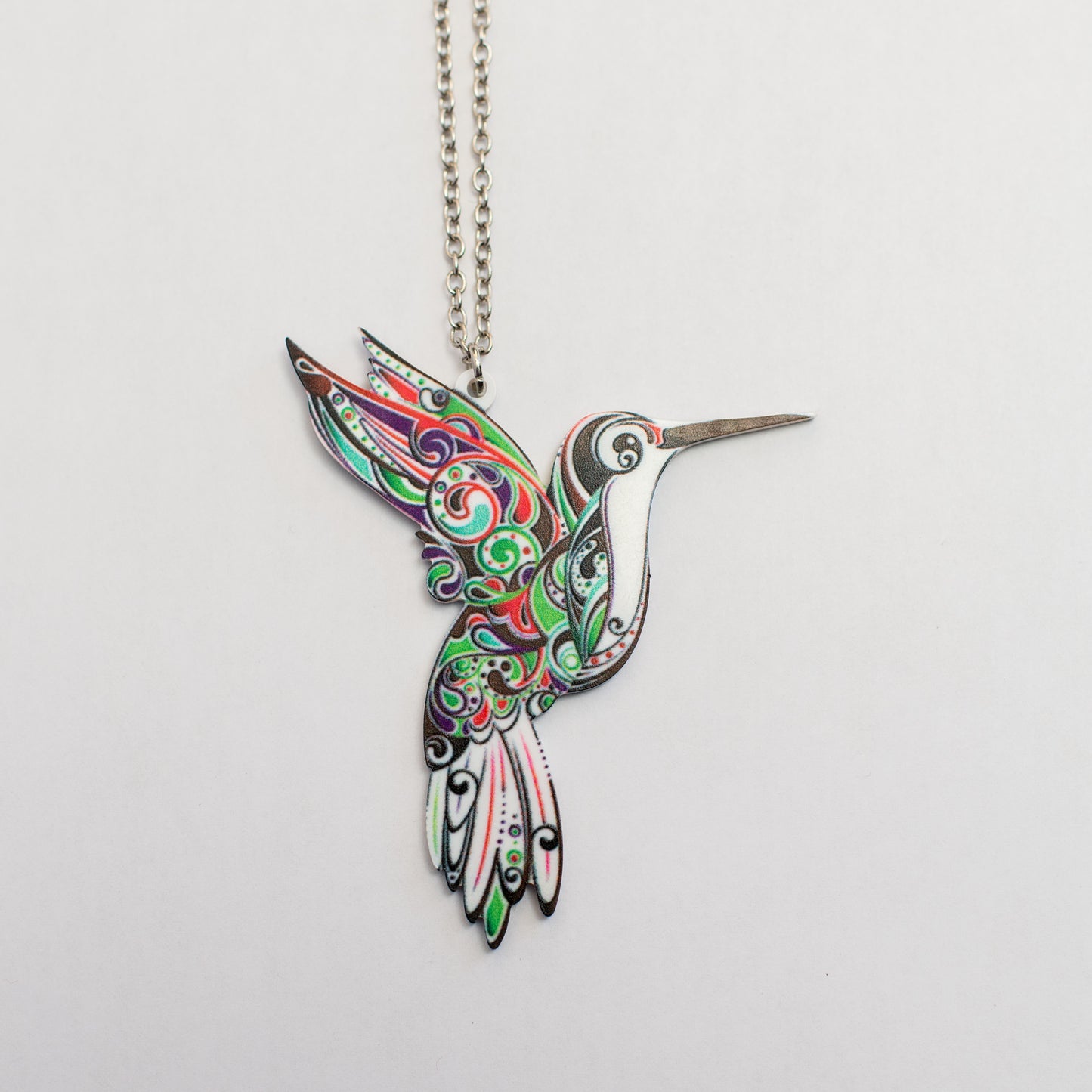 Colorful Acrylic Hummingbird Necklace