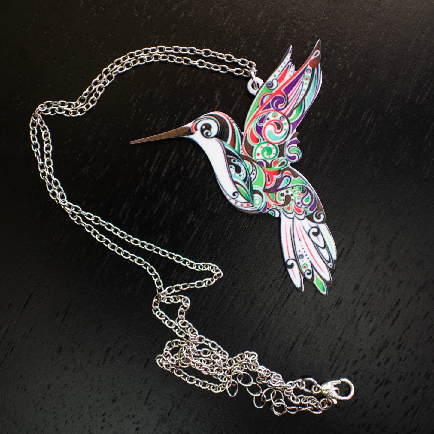 Colorful Acrylic Hummingbird Necklace