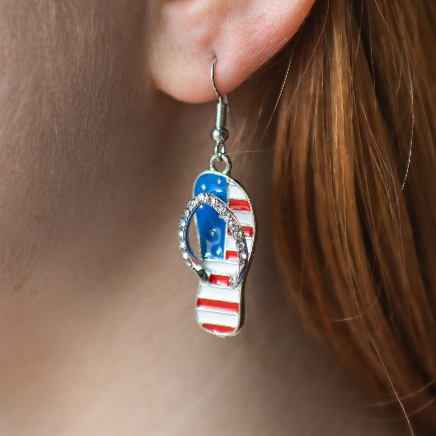 American Flag Sandal Earrings
